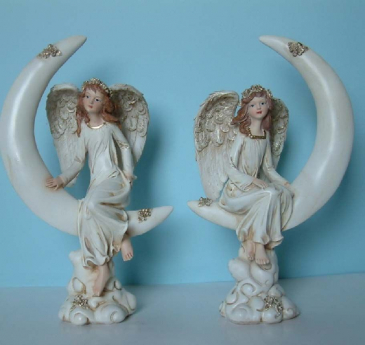 Engelmädchen auf Mond 2f.sort., 9x10x16 cm