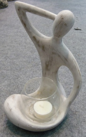 Skulptur mit Glas, Single, 14x14x22cm
