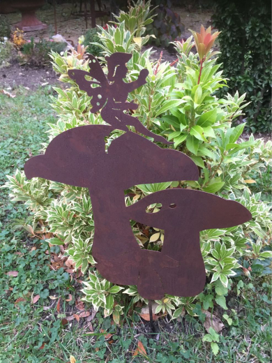 Pilzgruppe mit 1 Elfe, D33 H83 cm