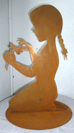 Mädchen mit Zopf am Stab, D27H60,rost