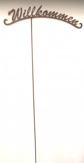 Willkommen am Stab, B90 H160 cm, rost