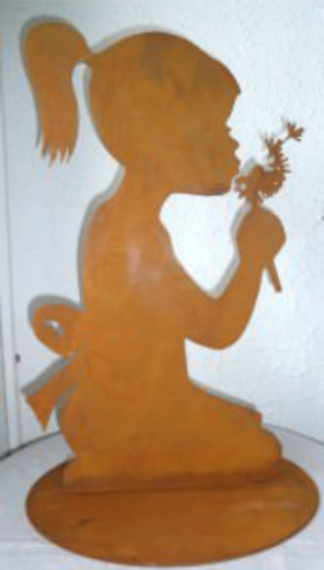 Mädchen m.Pferdesch. am Stab, D27H60,rost