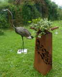 Säule mit Schale H90cm, rost